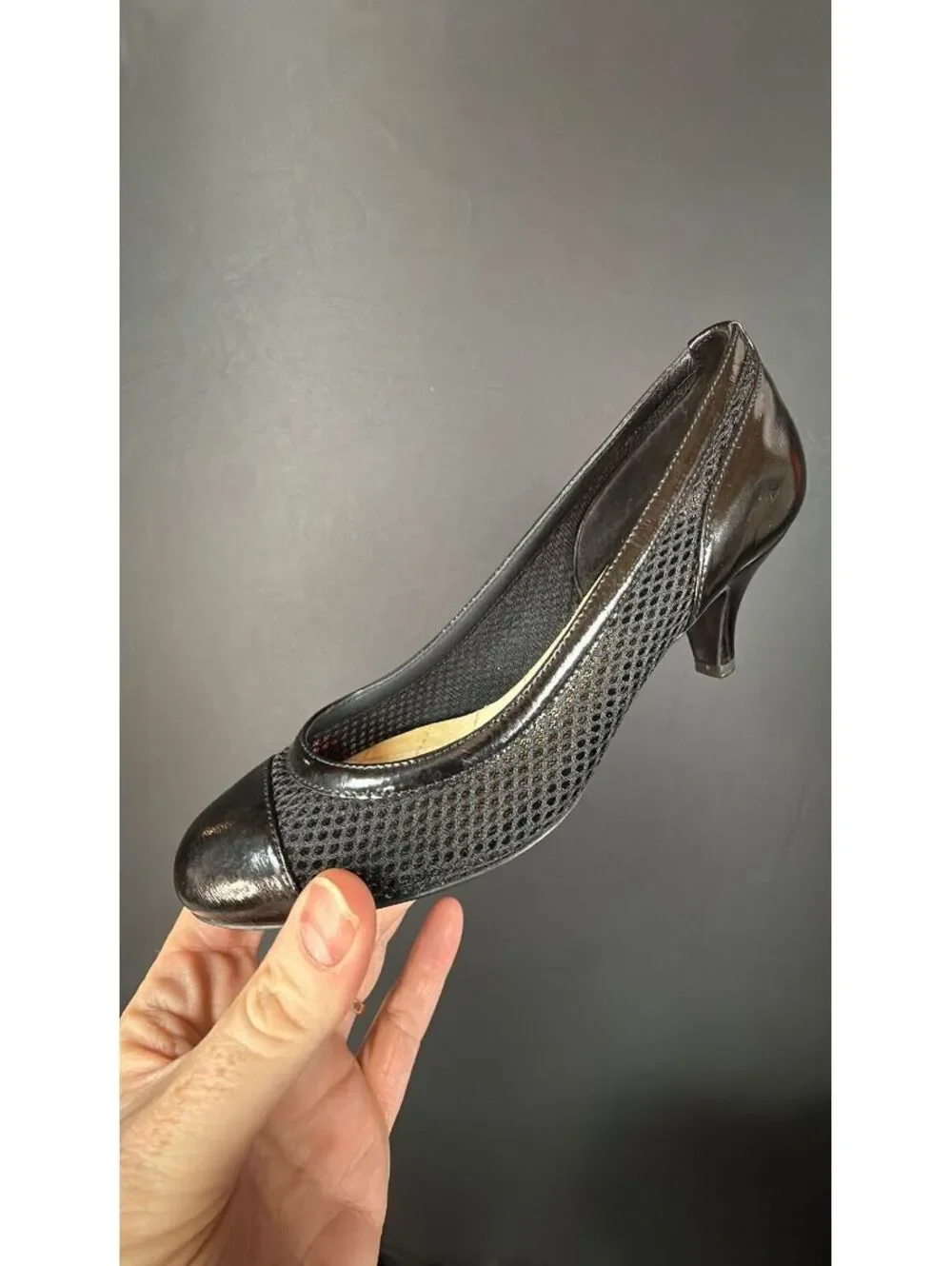 Chanel Black Mesh Side Heels Size 35.5